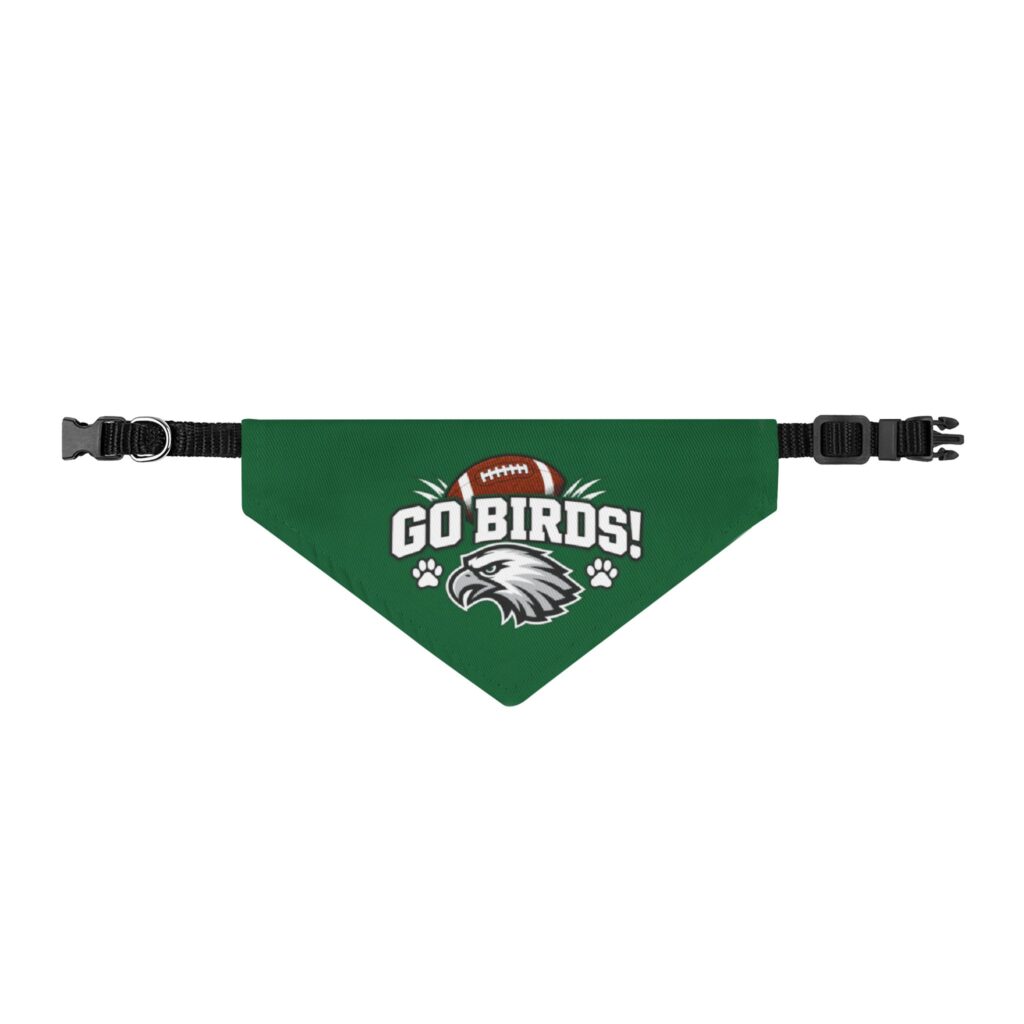 Go Birds! Football Clip-On Pet Bandana — Green Game Day Dog & Cat Accessory